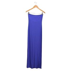 NWT Skims Soft Lounge Strapless Tube Bodycon Rib Maxi Dress Tanzanite Purple M